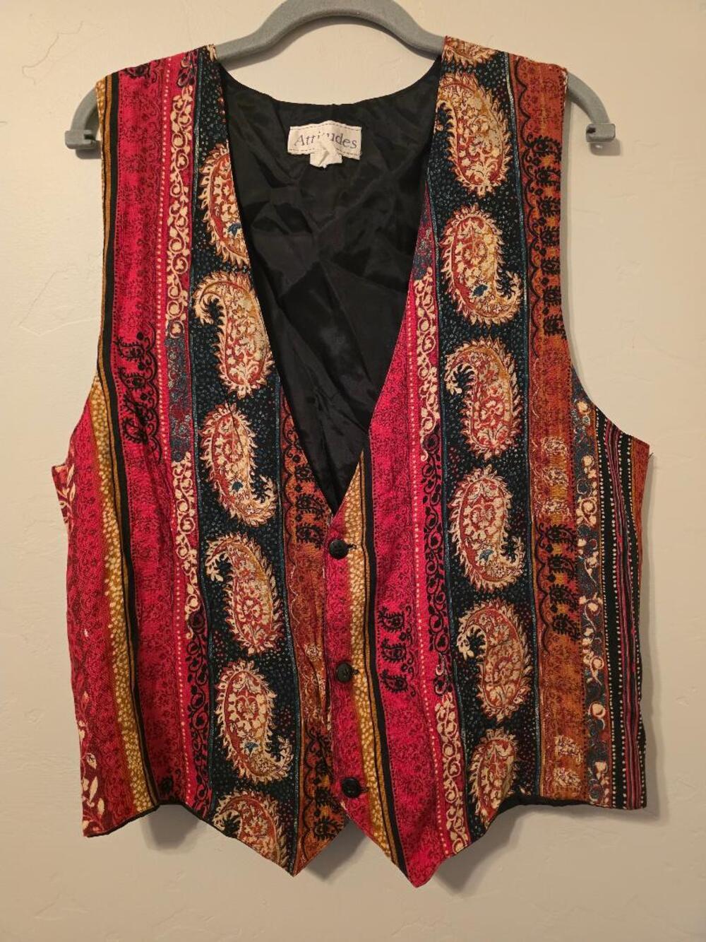 Vintage Attitudes Paisley Tapestry Button Vest Medium